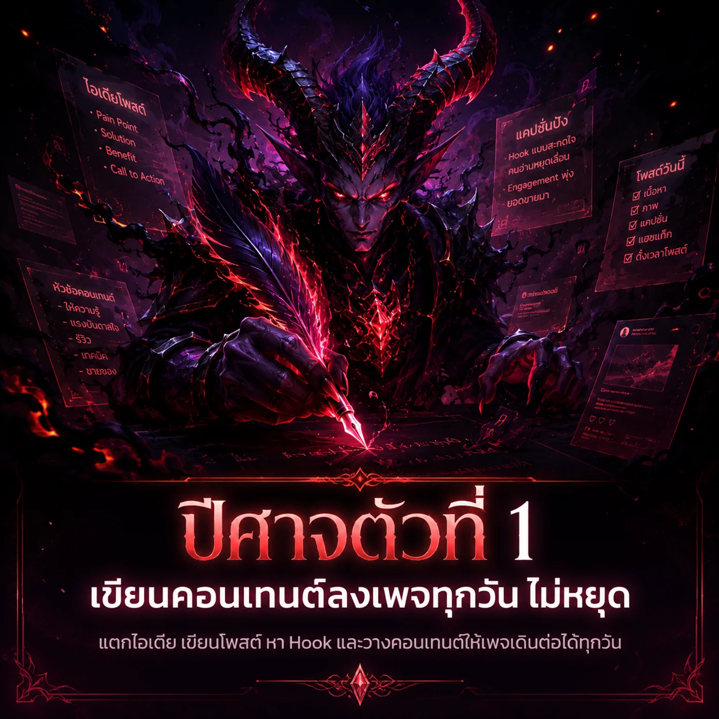 ปีศาจตัวที่ 1 — เขียนคอนเทนต์ลงเพจทุกวัน ไม่หยุด